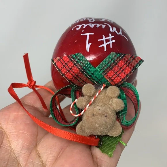 3” apple “#1 Music Teacher” Christmas tree ornament decoration vintage decor - Picture 5 of 15
